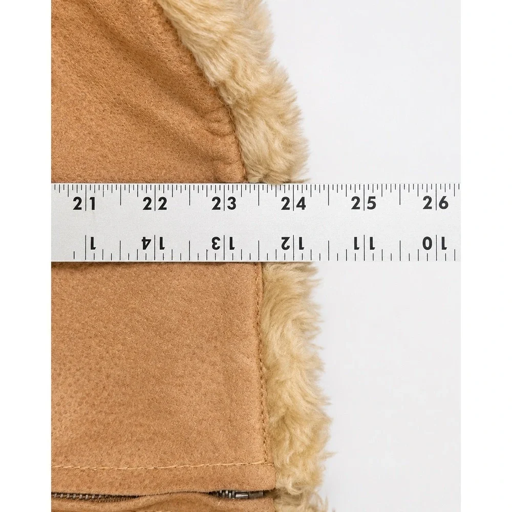Womens Medium Genuine Leather Suede Jacket Y2K Shearling Penny Lane Funnel Neck